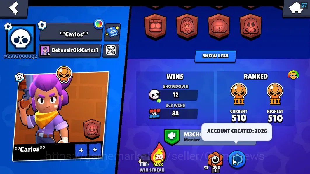Brawl Stars Accounts 1246 Trophy|19 Brawlers 2 Max Lvl|Edgar Full Buffi image 3