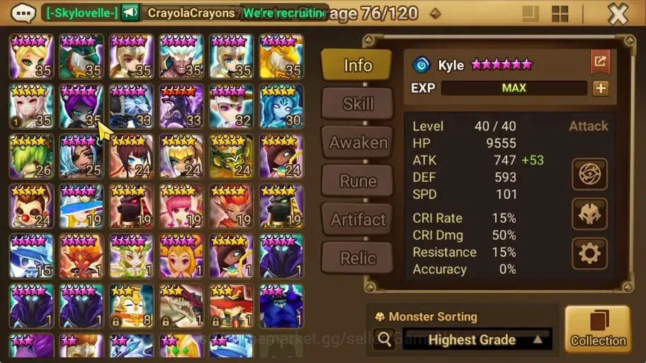 Summoners War: Sky Arena Accounts End-Game Global LV 100|2 LD[Destiny,Asima]+33 Total NB5[Leo,Amber,Adriana]+45 12
