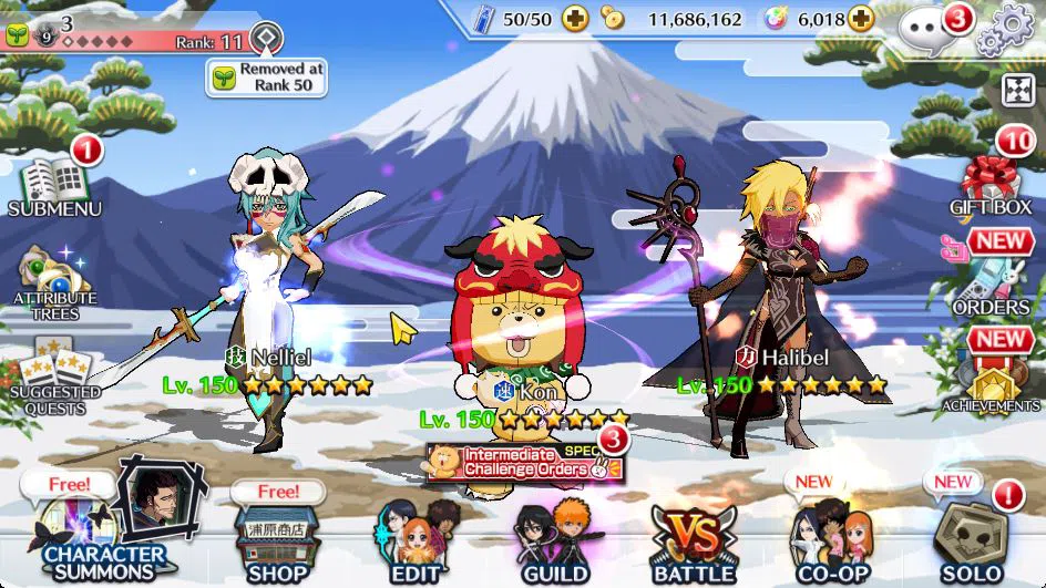 Bleach: Brave Souls Accounts Starter [GLOBAL]6K Orbs+Fresh All Story|Halibel Cacao,Nelliel Orient,Kon New Year,Gin