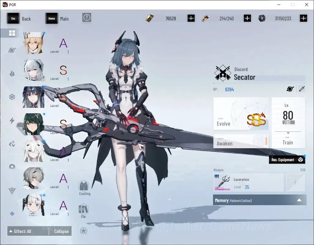 Punishing: Gray Raven Accounts End-Game Asia|Lvl.93|(SSS+ Discord Secator,S Nirvatia Dirge,S Liv Limpidity,S Lilith 7