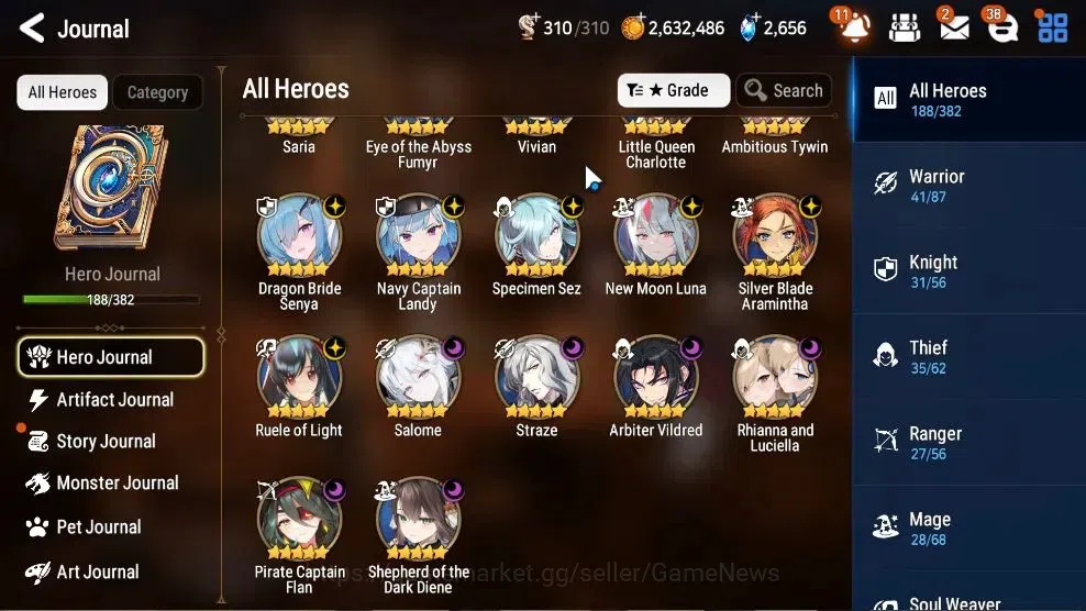 Epic Seven Accounts High-End GLOBAL UnVerif|14 ML(Rhiana&Luc,Salome,RoLight,Straze,SSez,DB Senya,Etc)+Ab 8