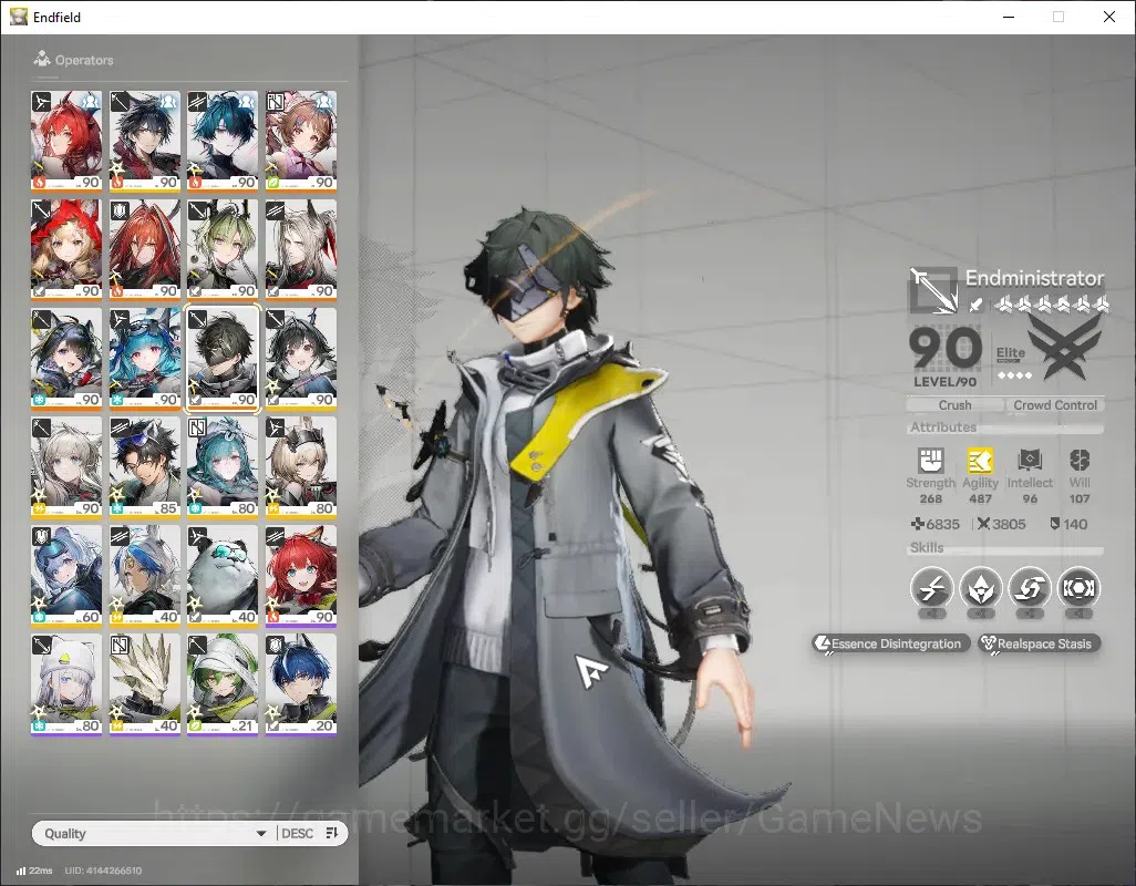 Arknights: Endfield Accounts ASIA|Lv 60|9 SSR (4 Limited) + 24 (*6 Weapon) + 5 Wp Supply|(Camille 1