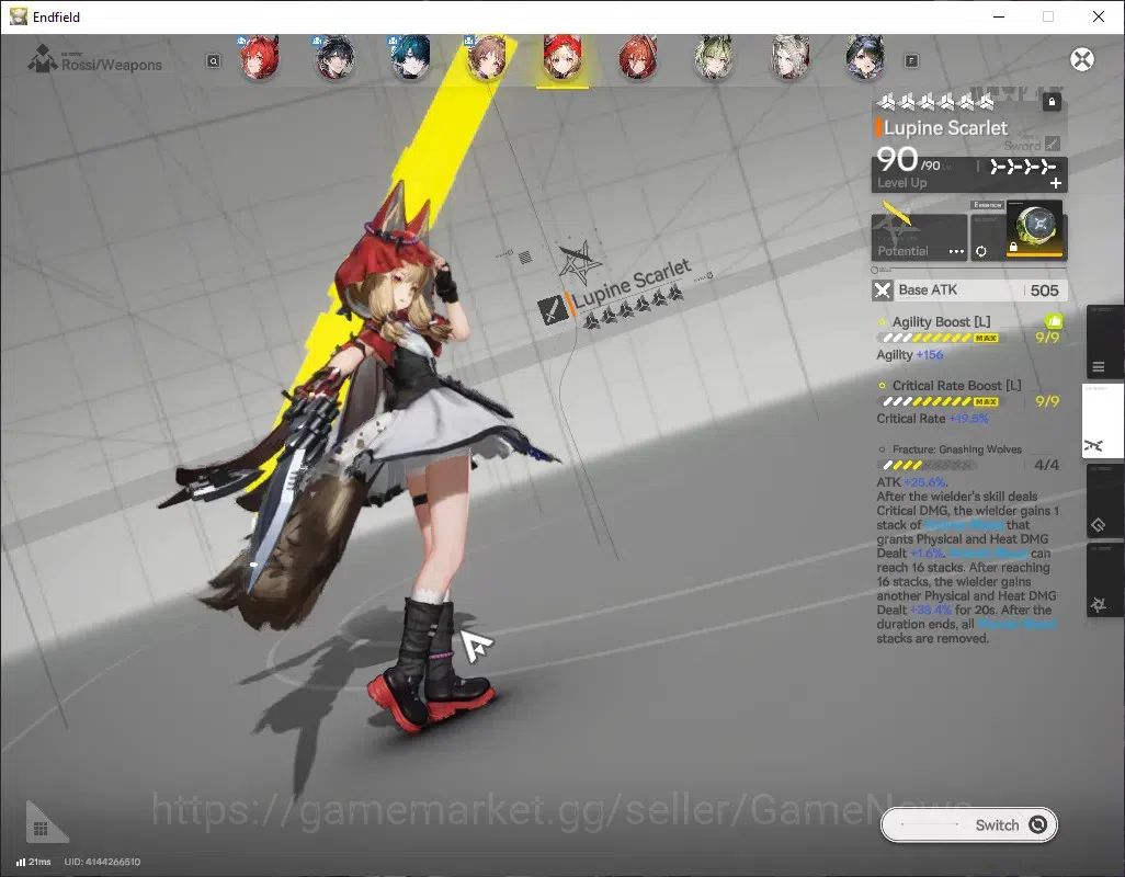 Arknights: Endfield Accounts ASIA|Lv 60|9 SSR (4 Limited) + 24 (*6 Weapon) + 5 Wp Supply|(Camille 8