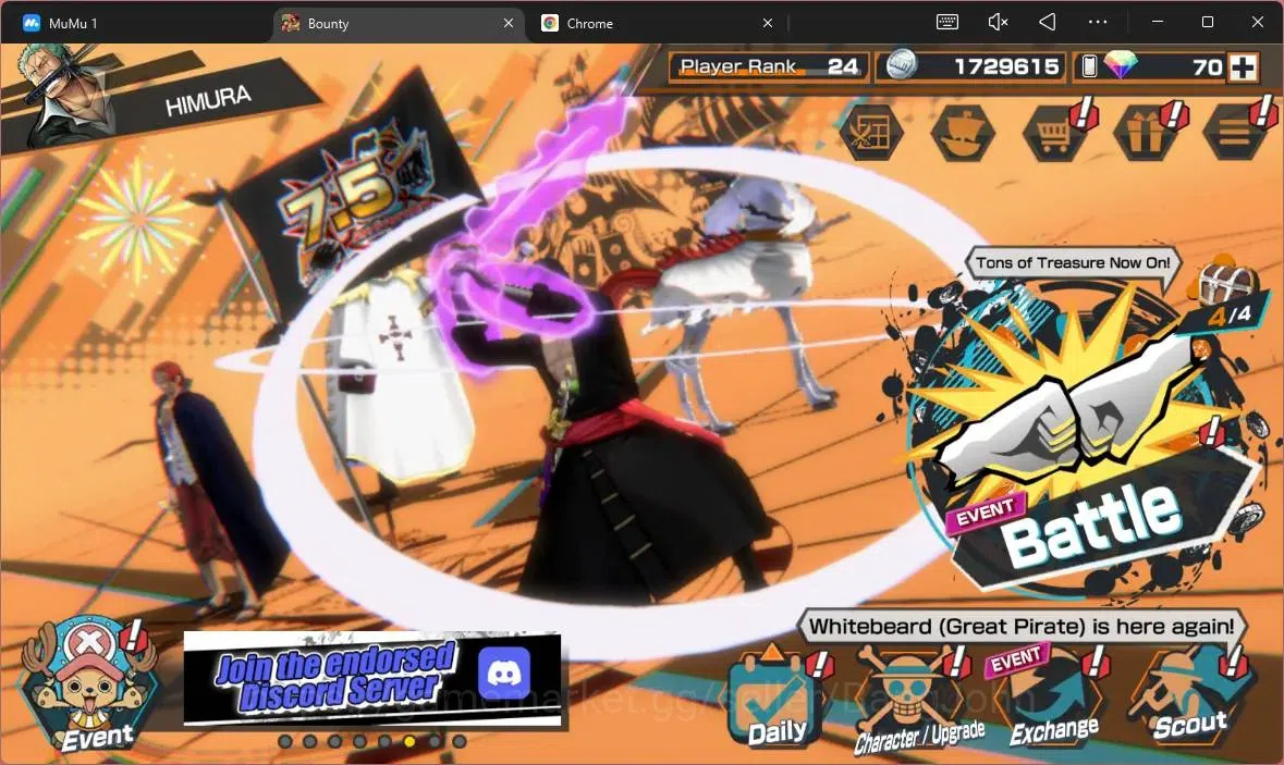 One Piece Bounty Rush Accounts High-End Global |EX 6|PR 24|KOP Gol D.Roger,FR Shanks Max,BP Kuzan Max,GP E 1