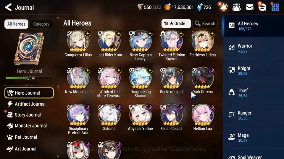 Epic Seven Accounts GLOBAL Unverif|17 ML (NM Luna,WOTM Tenebria,Salome image 6