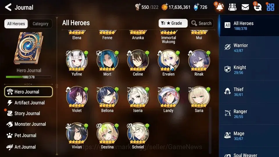 Epic Seven Accounts GLOBAL Unverif|17 ML (NM Luna,WOTM Tenebria,Salome image 9