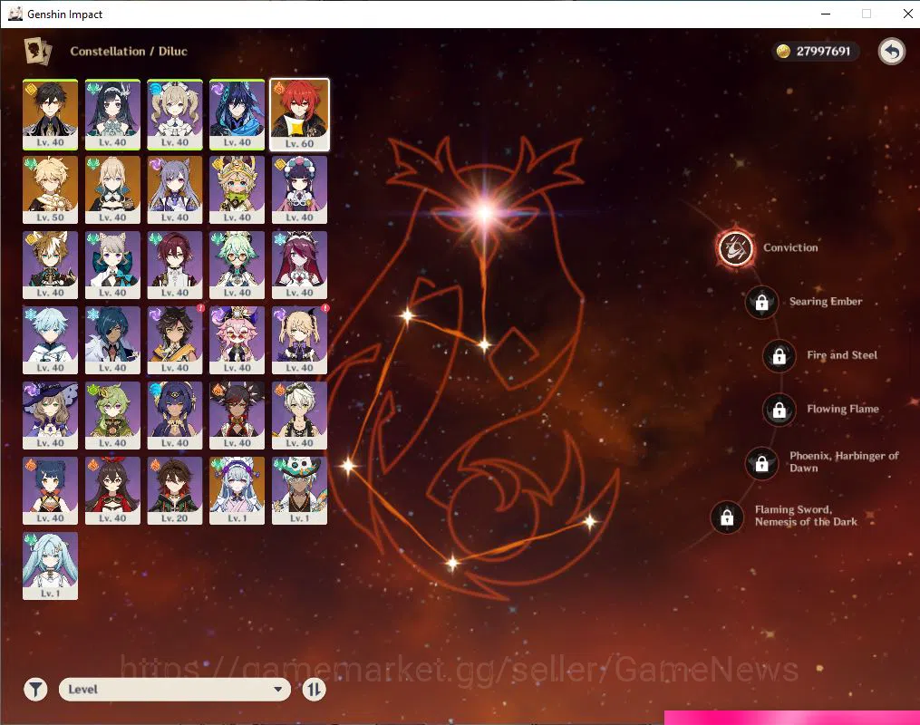 Genshin Impact Accounts Starter ASIA|AR 55|3 limited +1(*5Weapon) +25(*4Character)|[Zhongli C5],DilucC1,JeanC1,Keqing|User 4