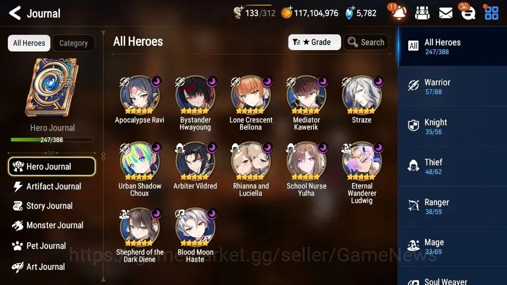 Epic Seven Accounts Mid-Tier Global Unverif| 21 ML (Lisette, RnL, DarkDiene, SN Yulha, GRas, etc) Limit 1