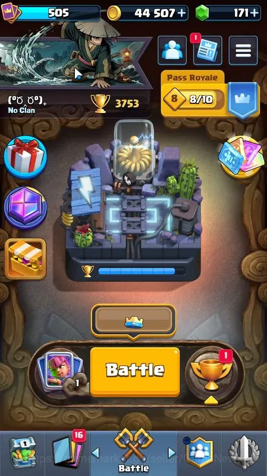 Clash Royale Accounts High-End Lv 505|Trophy 3753|KTL 16|Card 118/122|1 Hero 3 EVO 3 Legend 14 Epic 21 Rare 21 Common|2 1