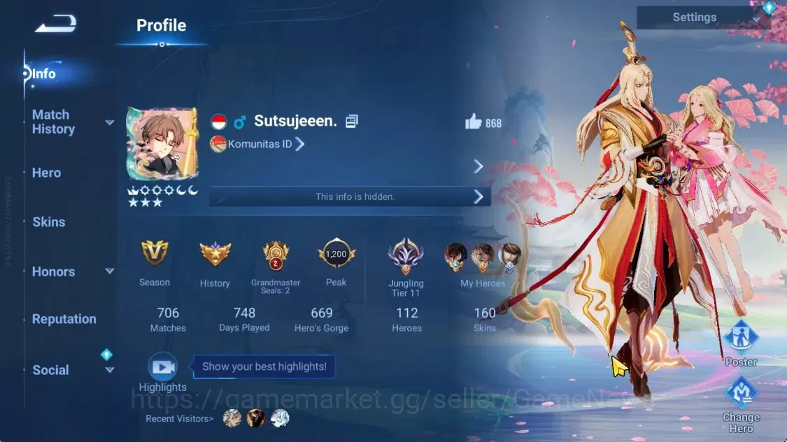 Honor of Kings Accounts Hero112 Skin160|2 Blessed [Charlotte,Nakoruru],2 L image 2