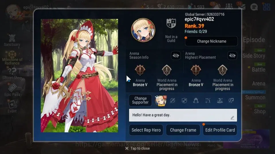Epic Seven Accounts GLOBAL|UnVerif|4 ML(Spirit Eye Celine,Maid Chloe,U image 2