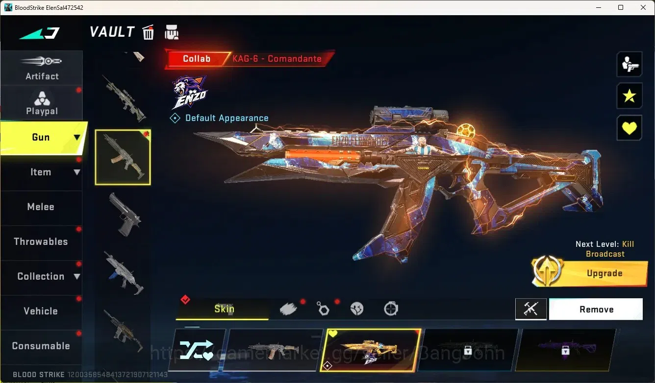Blood Strike Accounts Collab Skin ASIA | 1 Collab Gun: KAG-6 - Comandante [Enzo] | 1 Legendary Gun | 1 Name-Changing Card 2