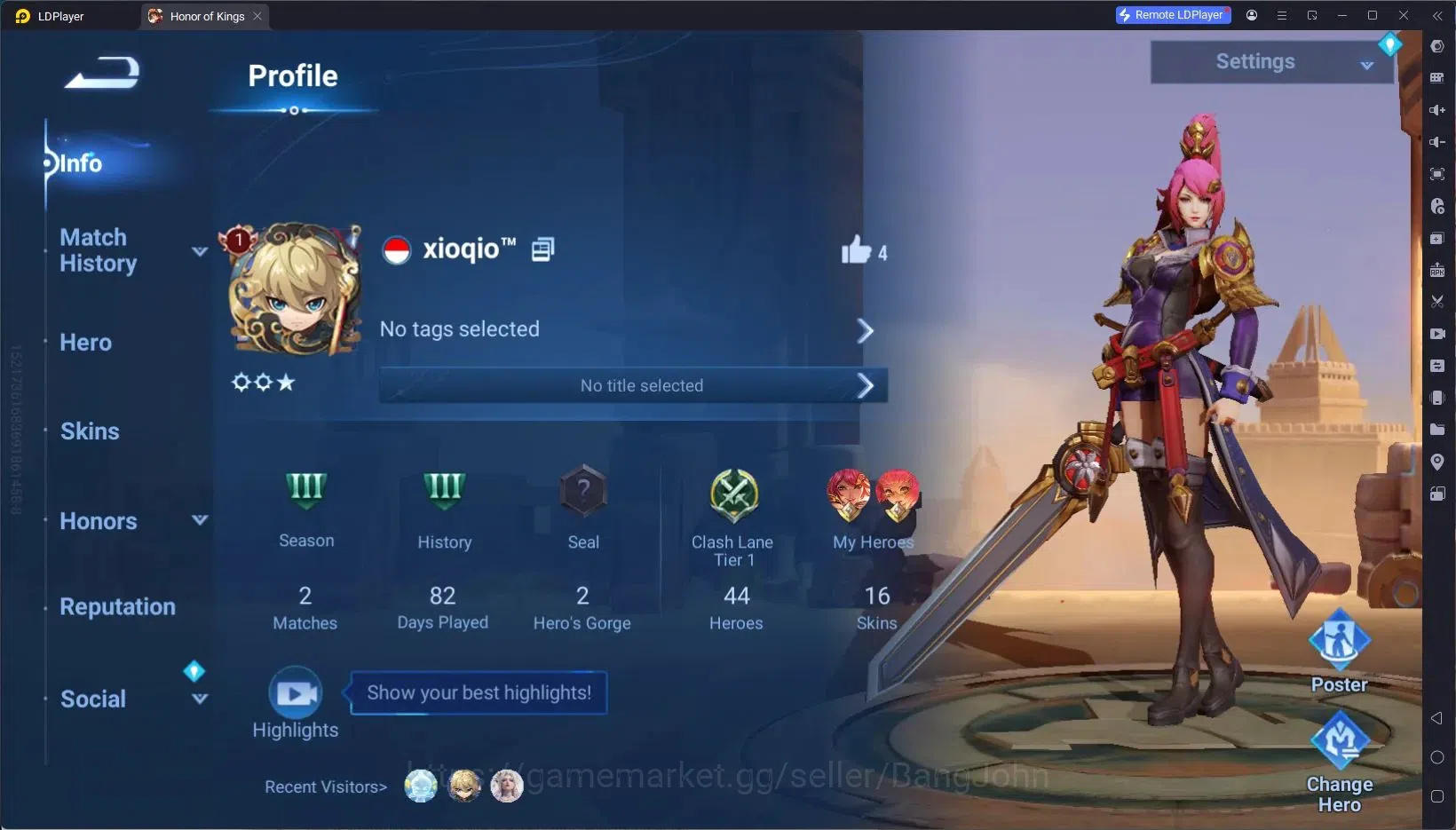 Honor of Kings Accounts Global | 44H 16S |Collab Aot Heino, Legend Yao, Le image 3