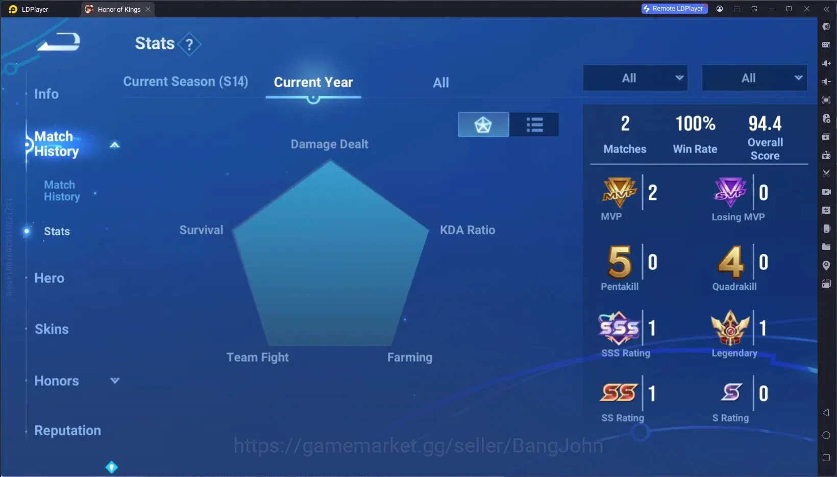 Honor of Kings Accounts Global | 44H 16S |Collab Aot Heino, Legend Yao, Le image 4