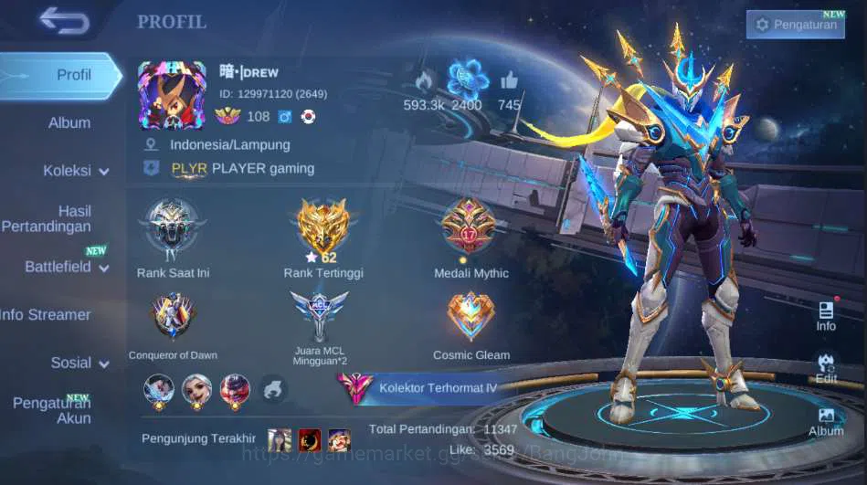 Hero 127 | Skin 293 | Legend Gusion, Collector Yi Sun Shin, Prime Betrix+YuZhong+Cloude, Luckybox Franco+Moskov, Kungfu Panda Thamus ~ ML1013B Mobile Legends: Bang Bang Others Hero 127 | Skin 293 | Legend Gusion, Collector Yi image 1