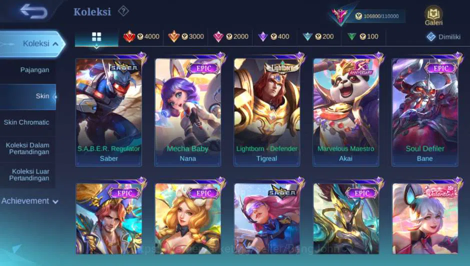 Mobile Legends: Bang Bang Accounts Others Hero 127 | Skin 293 | Legend Gusion, Collector Yi Sun Shin, Prime 10