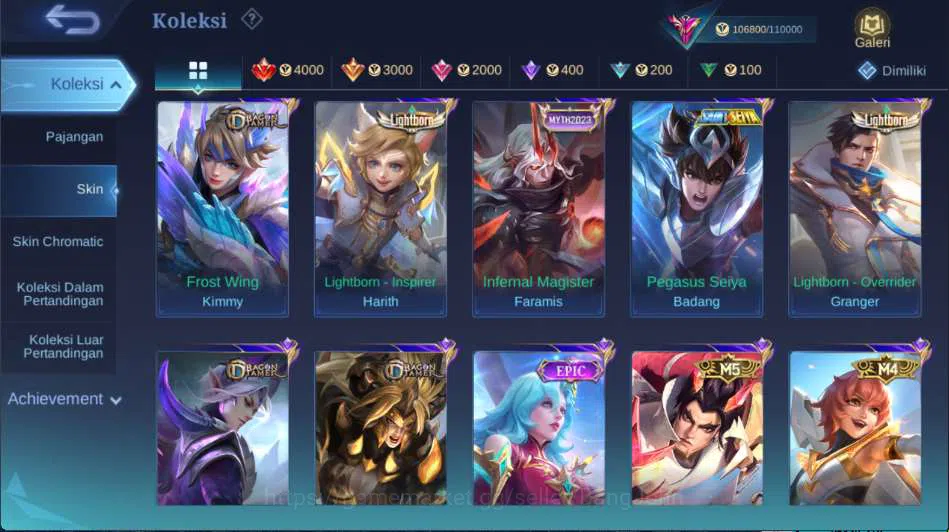 Mobile Legends: Bang Bang Accounts Others Hero 127 | Skin 293 | Legend Gusion, Collector Yi Sun Shin, Prime 15