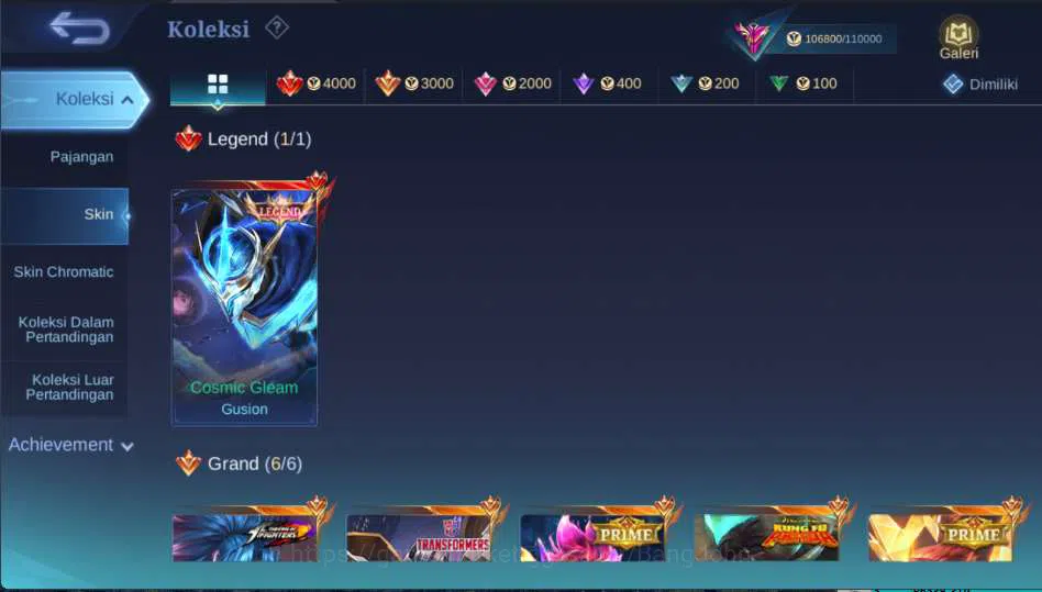 Mobile Legends: Bang Bang Accounts Others Hero 127 | Skin 293 | Legend Gusion, Collector Yi Sun Shin, Prime 7