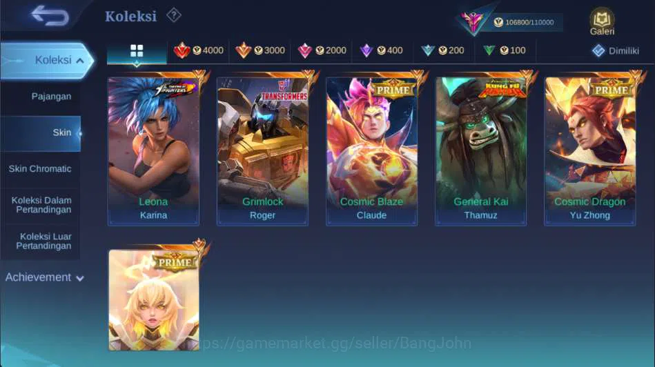 Mobile Legends: Bang Bang Accounts Others Hero 127 | Skin 293 | Legend Gusion, Collector Yi Sun Shin, Prime 8