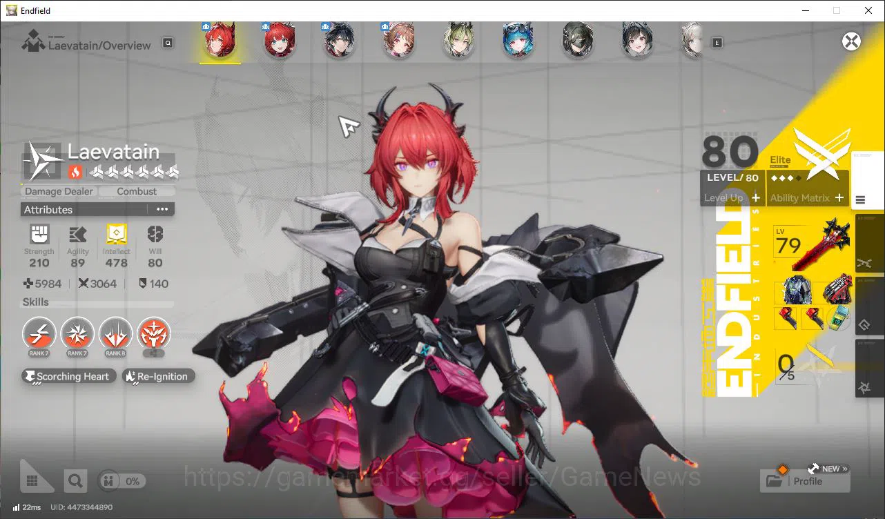 Arknights: Endfield Accounts Asia Lv50|Top Unit OP[Laevatain+Sign,Lifeng,Last Rite,Ardelia+Sign,POG,Ember]|9 6Star 2