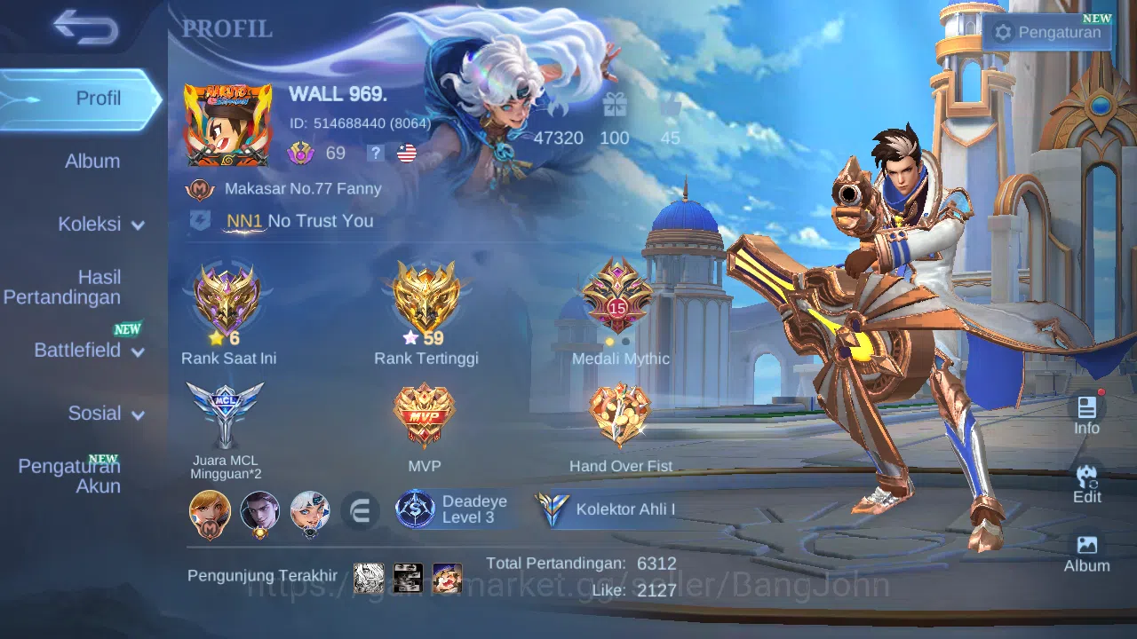 Mobile Legends: Bang Bang Accounts GLOBAL Hero 121 Skin 201 | Lightborn Granger | Val image 2