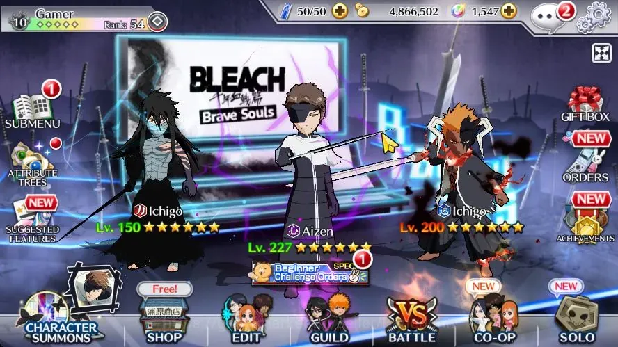 Bleach: Brave Souls Accounts Starter Global |247K BP+1K Orb|Frash Story|Aizen,Ichigo,Bambietta,Shunsui TYBW26|Ichigo 1