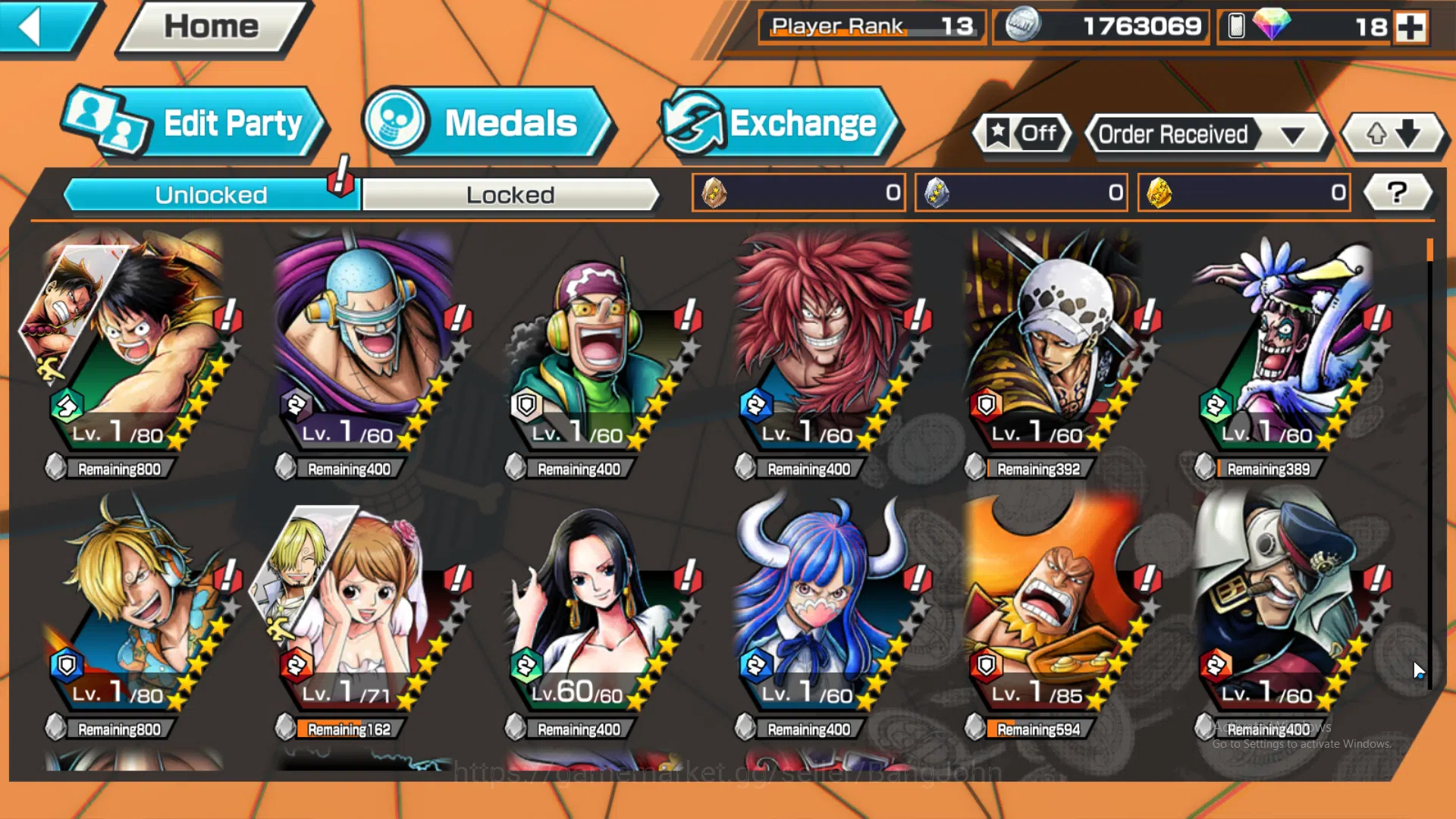 One Piece Bounty Rush Accounts GLOBAL | EX4 | max 5 | kuzan, Borsalino, Kuma and  image 3
