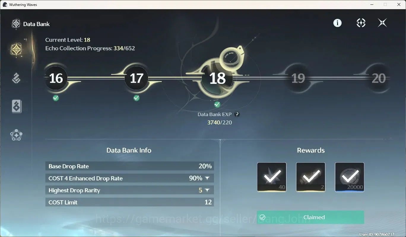 Wuthering Waves Accounts Starter SEA|UL 37|Rank 4|3 Char Limited [Lucy Rc1]+Sign,Rebecca,Shorekeeper|MC Male|TakeMail WW198B 12