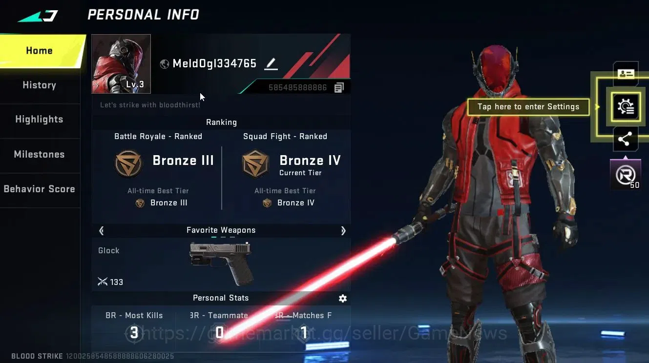 Blood Strike Accounts ASIA|ULTRA Melee Lightblade-Dark Force|Changename  image 2