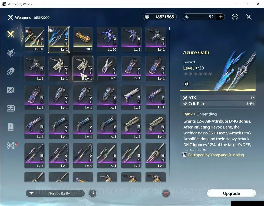 Wuthering Waves Accounts Others SEA|UL 49|2 Limited|Yangyang:Xuangling R6+Signature,Rebecca|Data Bank Lv 30|Female Mc|Log 5