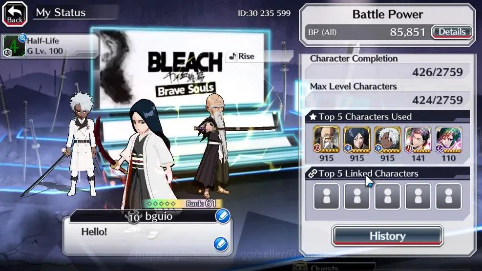 Bleach: Brave Souls Accounts [GLOBAL]21K Orbs+Fresh All Story|Lv200(TYBW25 Tosh image 3