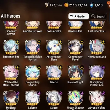 Epic Seven Accounts High-End Asia Verif Ready RTA | 34 ML (RnL, BArunka, Lisette, Salome, NM Luna, Zio, SN Yulha, Harsetti