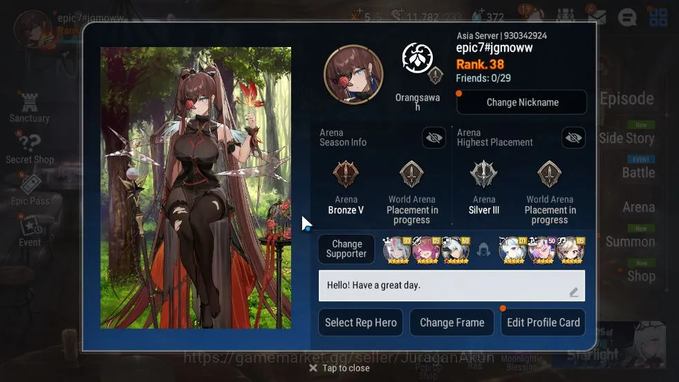 Epic Seven Accounts Mid-Tier Asia Unverif|13 ML(C Lilias,E Ilynav,NM Luna,A Laika,A Elena,L Cermia,Etc)|11K Energy+82K 2