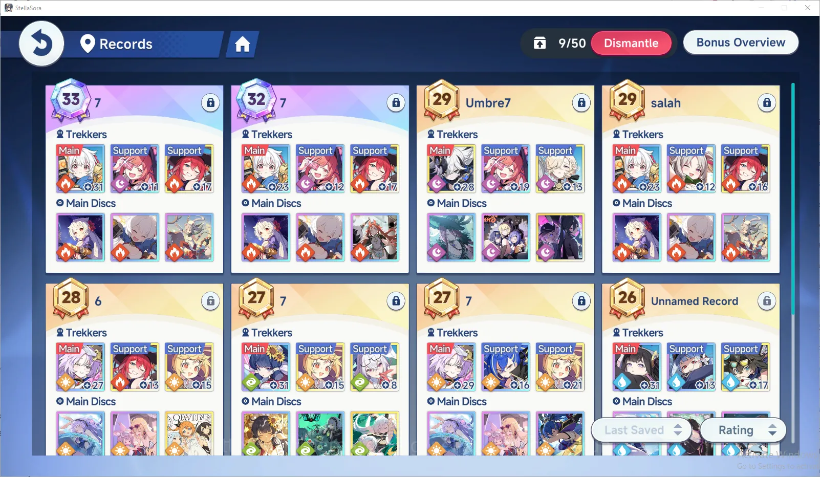 Stella Sora Accounts GLOBAL ENDGAME| 8k SD| 10 SSR 5 Limit (ShiaT3,Chitose,Fuyuka,Nazuka,SnowishLaru),NanohaT2,etc |20 SSR 3