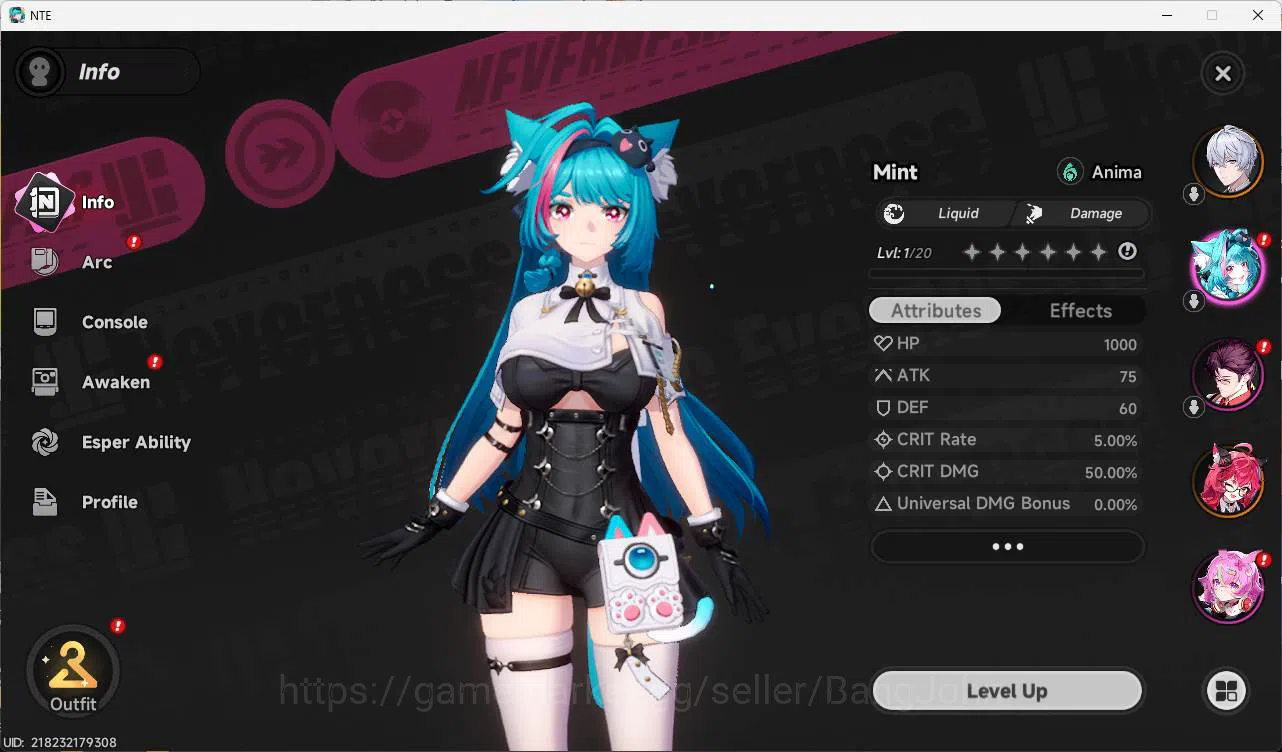 Neverness to Everness Accounts EU|Starter LVL 3, Nanally, 7 Char, MC male, more d image 12