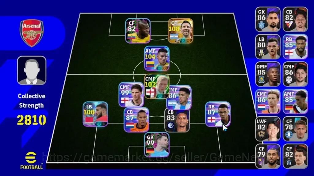 eFootball Accounts Legends & Iconic Players Android|Power 2810|Big Time Lionel Messi|4 Show Time James Rodriguez,Noussair 1