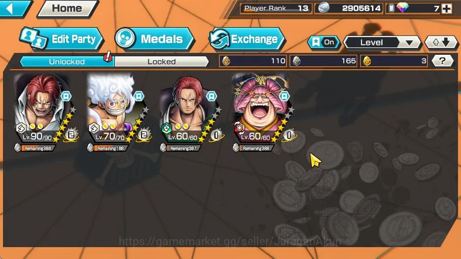 One Piece Bounty Rush Accounts Mid-Tier Global|4 META Extreme (Four Emperor Luffy,Divine Shanks,Olin The Oiran,FilmRed 2