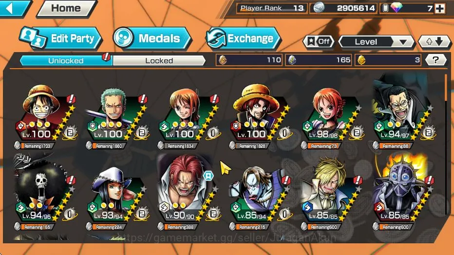 One Piece Bounty Rush Accounts Mid-Tier Global|4 META Extreme (Four Emperor Luffy,Divine Shanks,Olin The Oiran,FilmRed 3