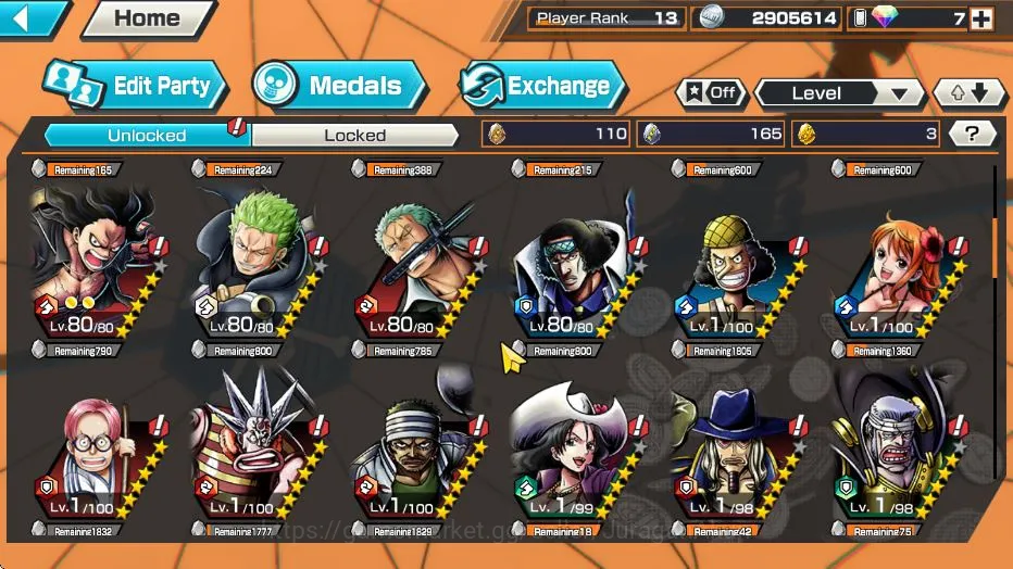 One Piece Bounty Rush Accounts Mid-Tier Global|4 META Extreme (Four Emperor Luffy,Divine Shanks,Olin The Oiran,FilmRed 4