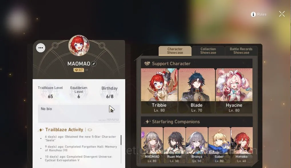 Honkai Star Rail Accounts ASIA|TL 65|7 Limited|[Phainon,Hyacine]+Sign,Tribbi image 2