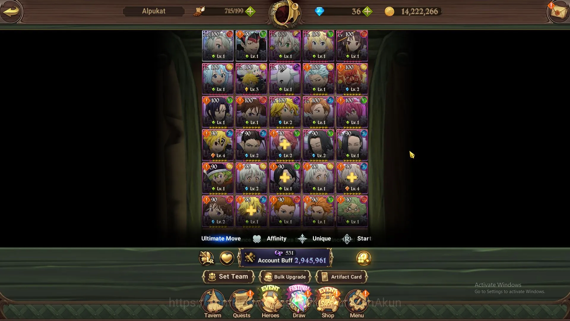 The Seven Deadly Sins: Grand Cross Accounts Midgame Global|2,9M CC|2LR + 7UR + Full Collab 2