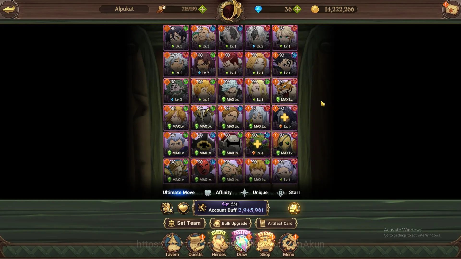 The Seven Deadly Sins: Grand Cross Accounts Midgame Global|2,9M CC|2LR + 7UR + Full Collab 3