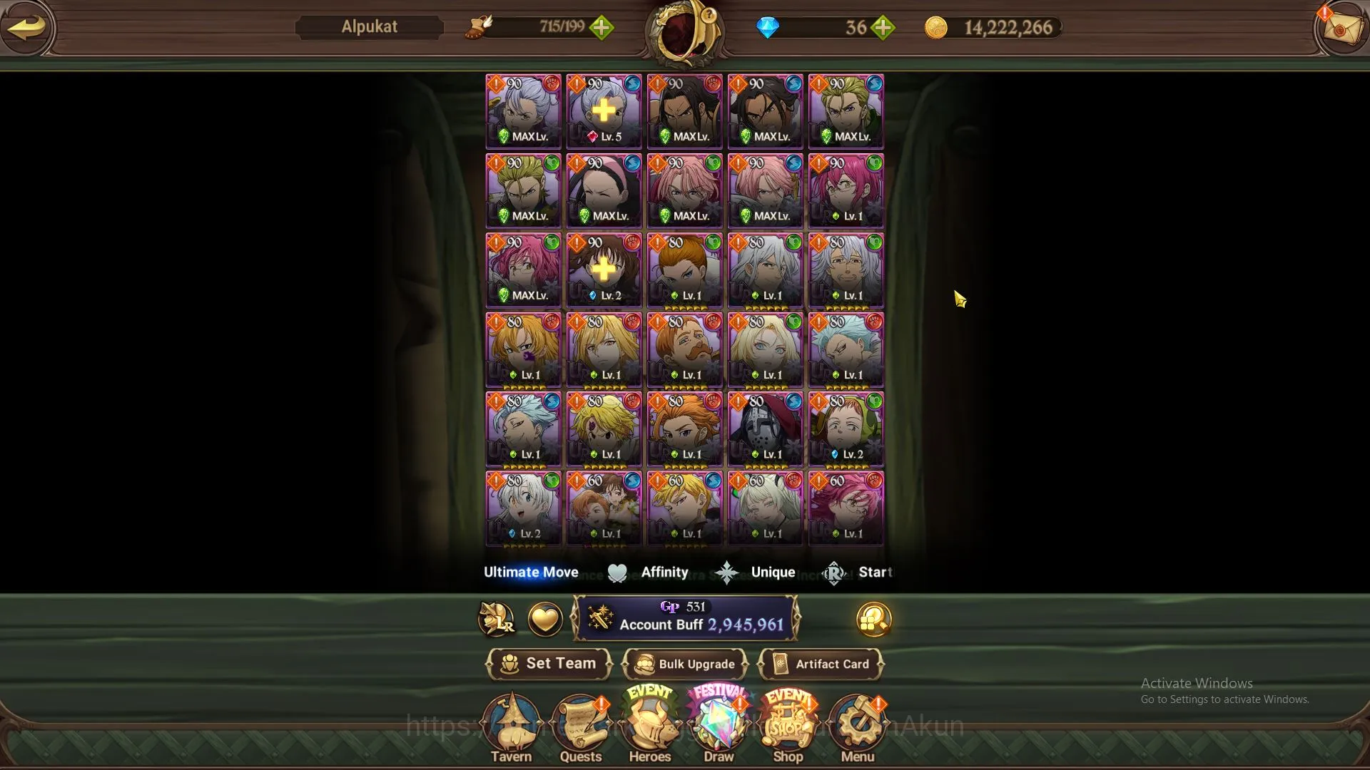 The Seven Deadly Sins: Grand Cross Accounts Midgame Global|2,9M CC|2LR + 7UR + Full Collab 4