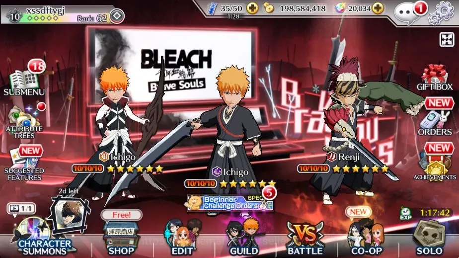 Bleach: Brave Souls Accounts Starter Global|20k Orbs+198M Coins+75k BP|Fresh Story|Ichigo Aniv,Ichigo,Renji| KlabID|Check SS 1