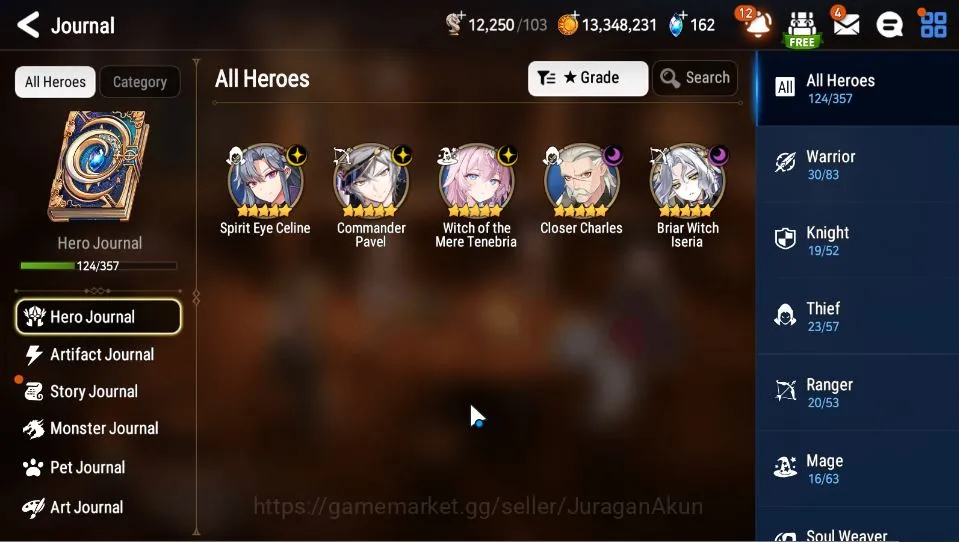 Epic Seven Accounts Mid-Tier Asia Unverif|5ML(SECeline,CPavel,WOTMTenebria,BWIseria,CCharles)+Ilynav,Robin|162 8