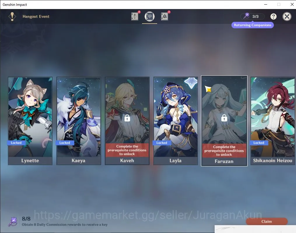Genshin Impact Accounts Mid Game ASIA|AR 55| 7 Limited+ 2[5* Weapon]|Arlecino,kazuha,Yelan,Raiden,Zongli,HuTao,Mualani|MC 10