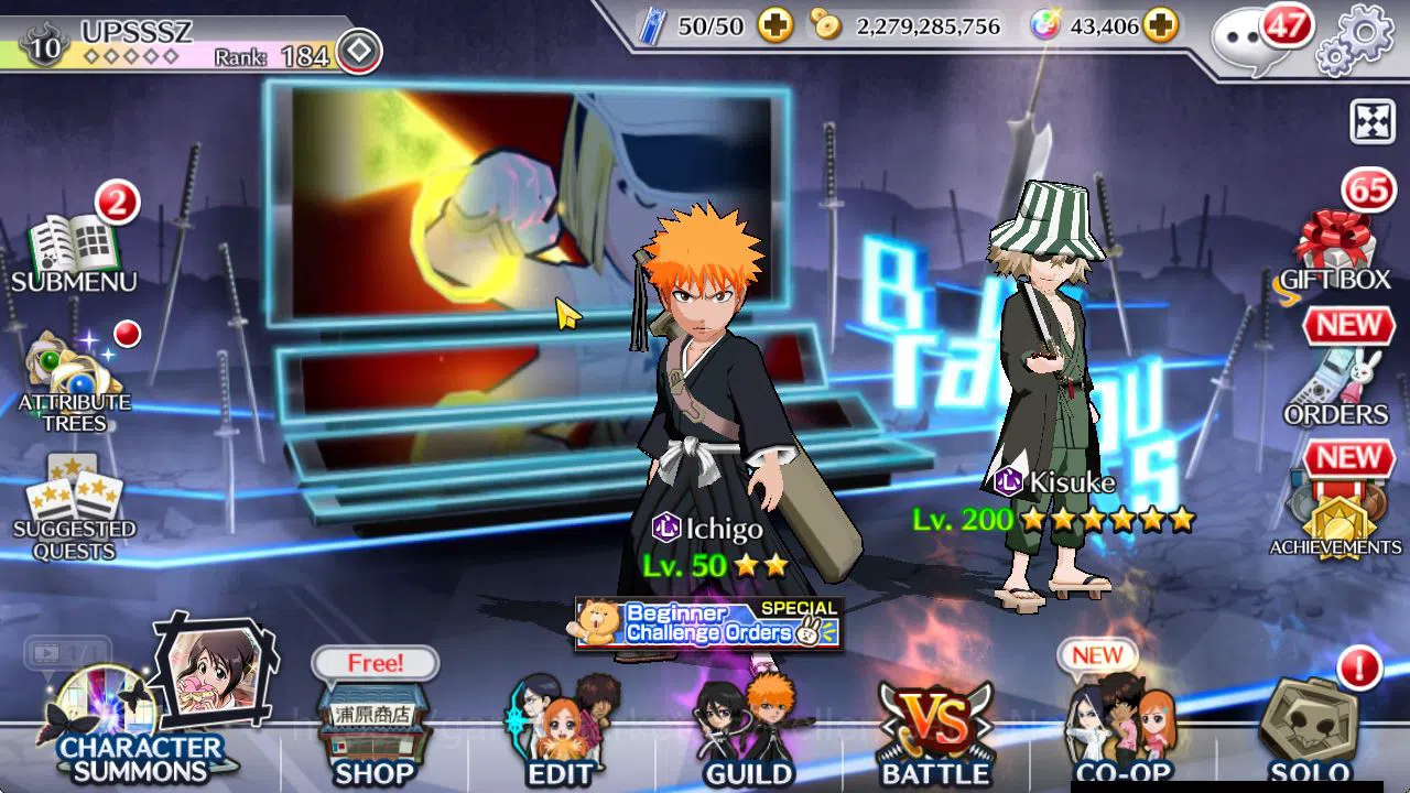 Bleach: Brave Souls Accounts Mid-Tier GLOBAL 43K Orb|Valentine26 Lv200(Yachiru,Rukia),Lv200 Rukia,Ichigo 10Th Aniv,Lv200Duo
