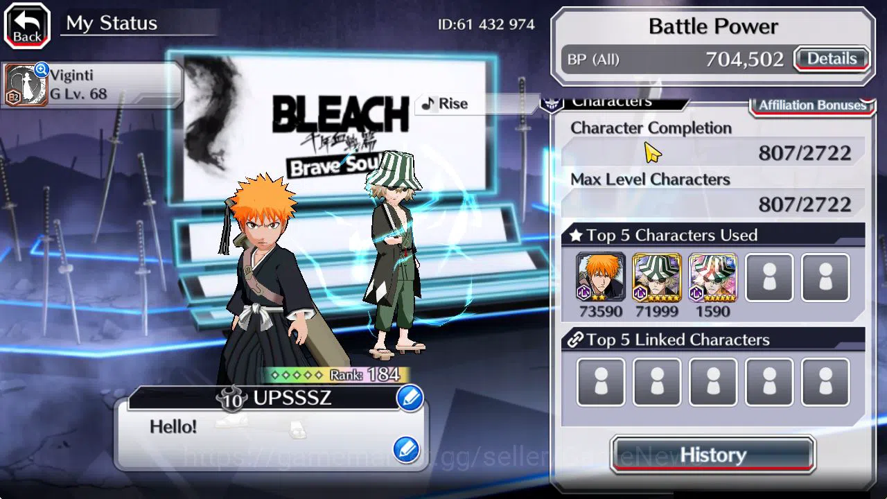 Bleach: Brave Souls Accounts Mid-Tier GLOBAL 43K Orb|Valentine26 Lv200(Yachiru,Rukia),Lv200 Rukia,Ichigo 10Th Aniv,Lv200Duo 3