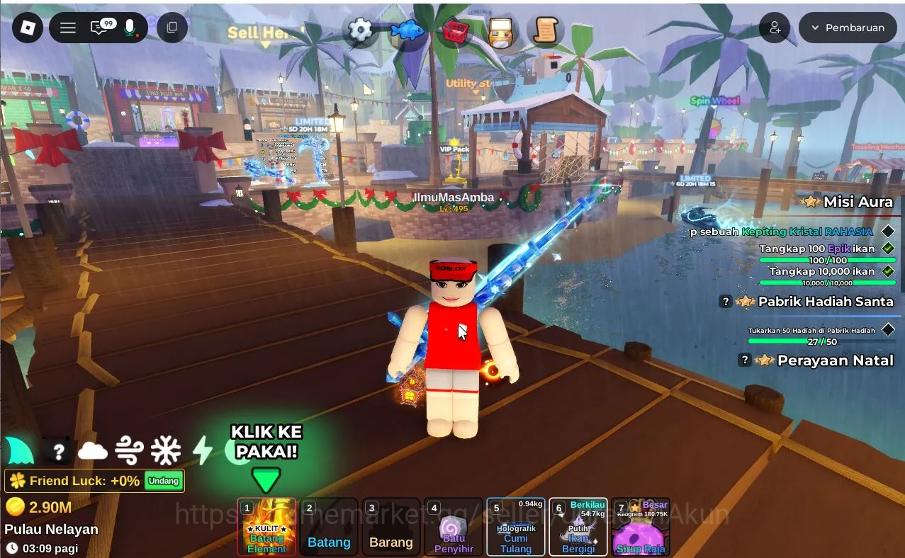 Roblox Accounts Lv 495 Fish It [Rod(Element,Ghostfin+Prism,Angler,Ares)]3 secret fish (Grand Maja,Etc),Singularity