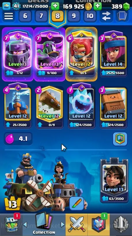 Clash Royale Accounts High-End Lvl 41|Trophy 8274|KTL 13|Limited Skin Emote|Card 121|1 Hero,15 EVO,8 Champ,21 Legend,33 4